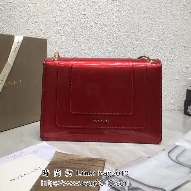 BVLGARI寶格麗 專櫃新品 升級版牛漆皮 雙層蛇頭包 鏈條單肩斜挎包 B35106 FYD1389